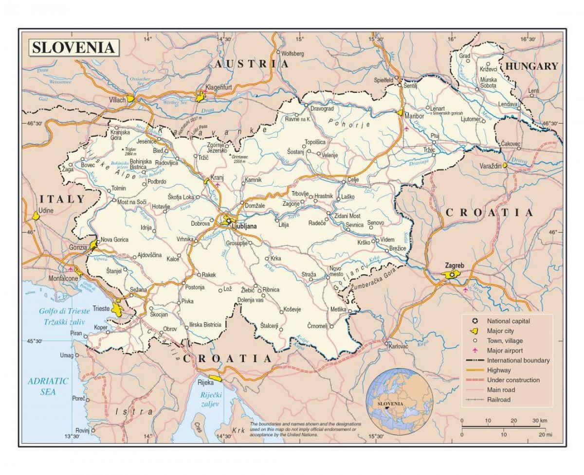 Mapa de Eslovenia ciudades