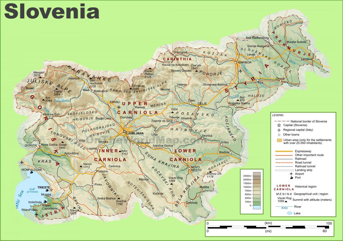 Eslovenia Mapa F Sico Mapa De Eslovenia F Sica En El Sur De Europa   Eslovenia Mapa Físico 