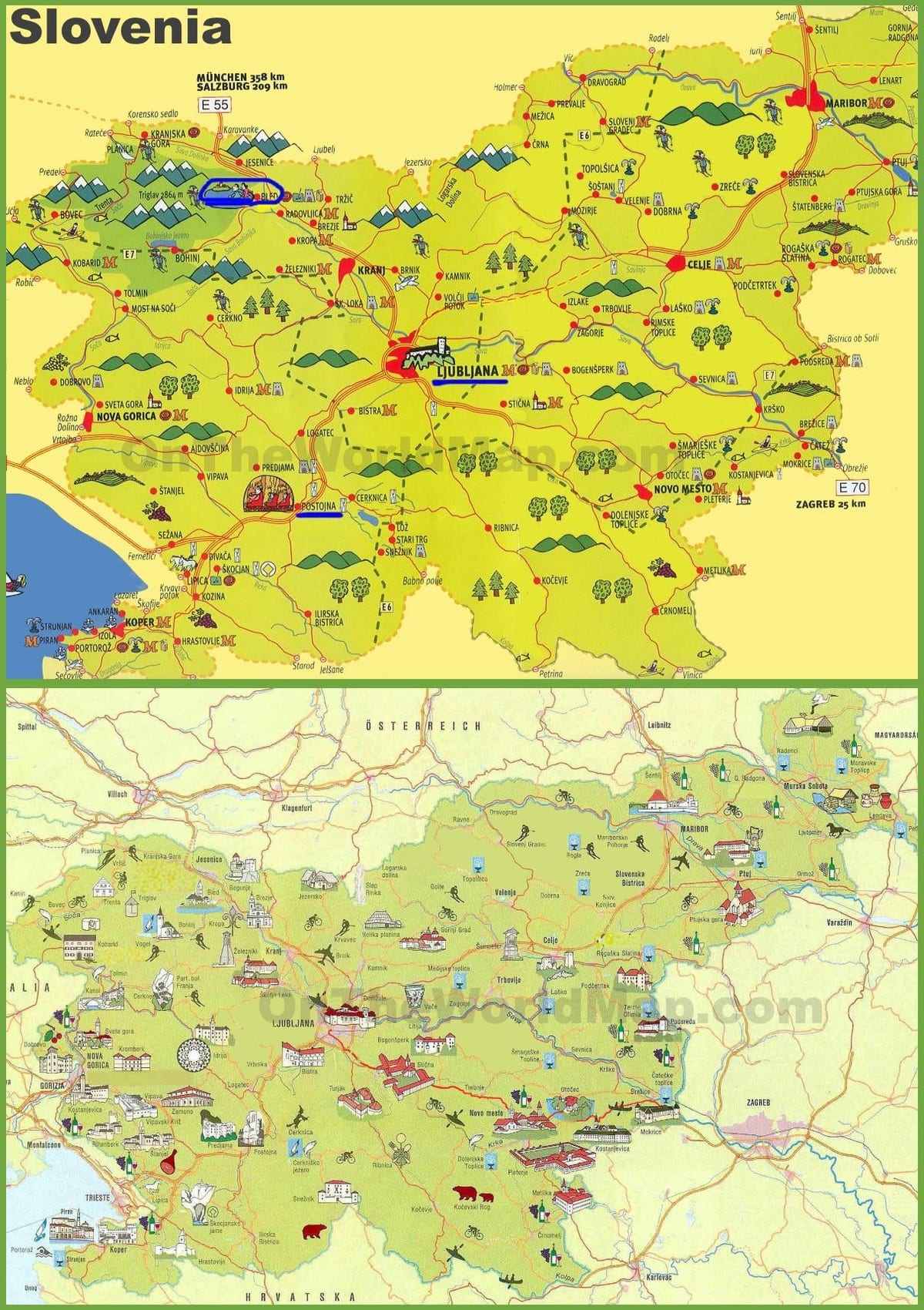 Eslovenia mapa de viaje