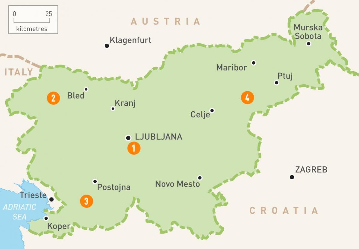 Mapa de Eslovenia regiones