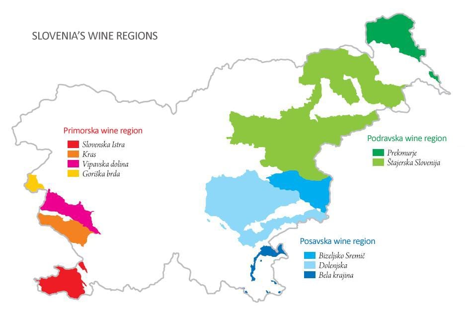 Mapa de Eslovenia vino