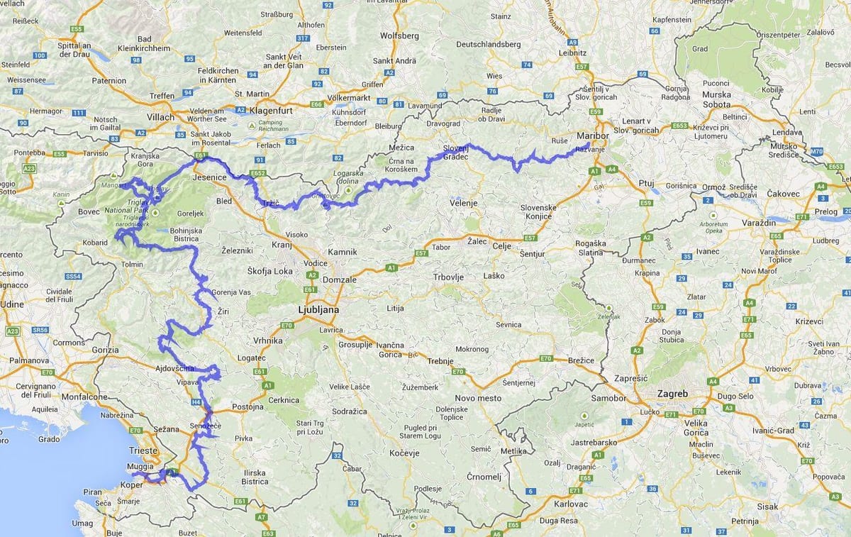 Mapa de Esloveno sendero de montaña