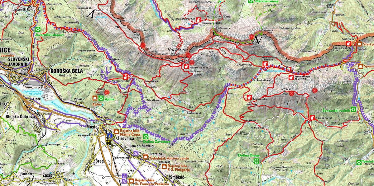 Mapa de los alpes Eslovenos