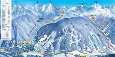 Mapa de estaciones de esquí de Eslovenia