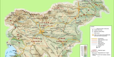 Mapa de Eslovenia física