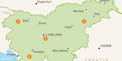 Mapa de Eslovenia regiones