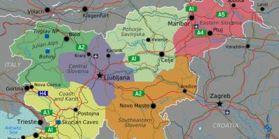 Mapa de Eslovenia y los países vecinos