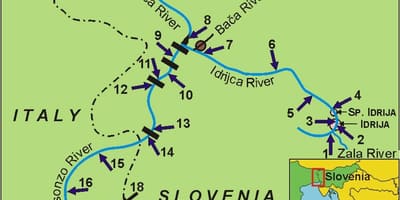 Mapa de río soca Eslovenia